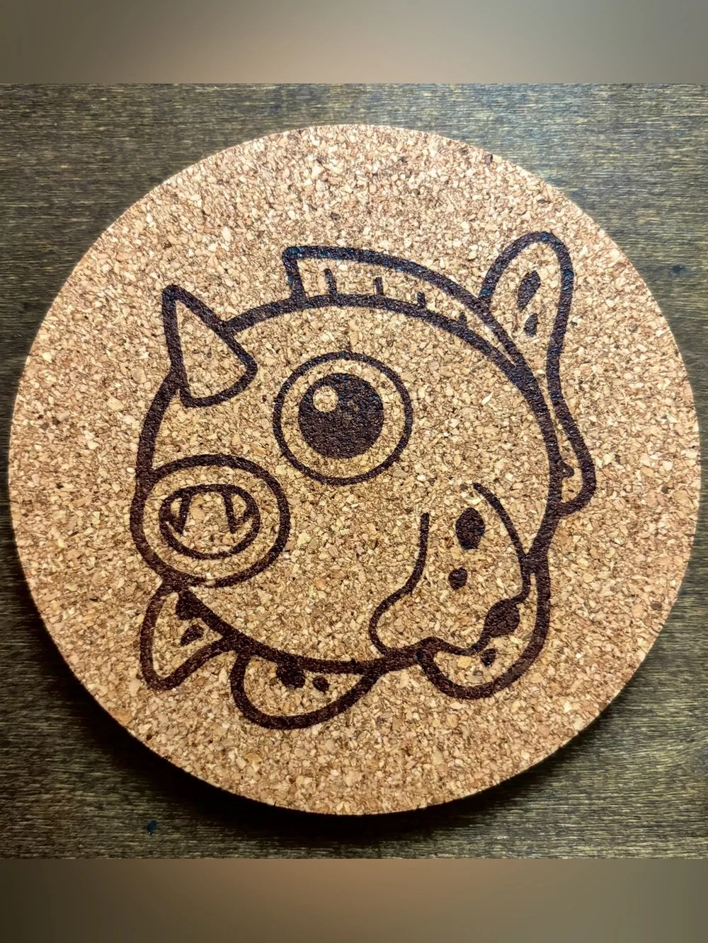 Pokemon Seaking Face Laser Engraved Cork Coaster